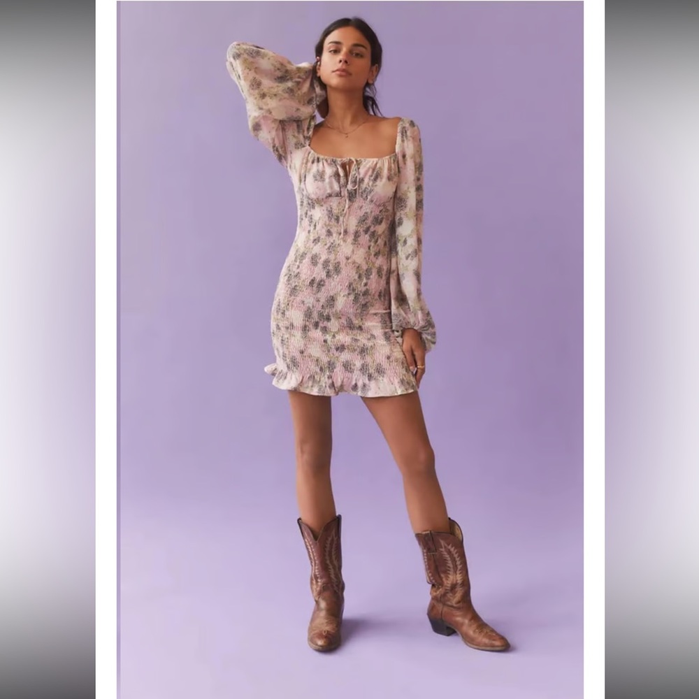 Kiss the sky floral long puff sleeves